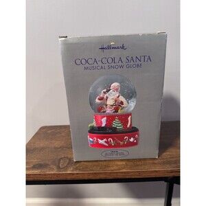 Hallmark Keepsake Coca-Cola Santa Musical Snow Globe 2001 NIB Train Moves!